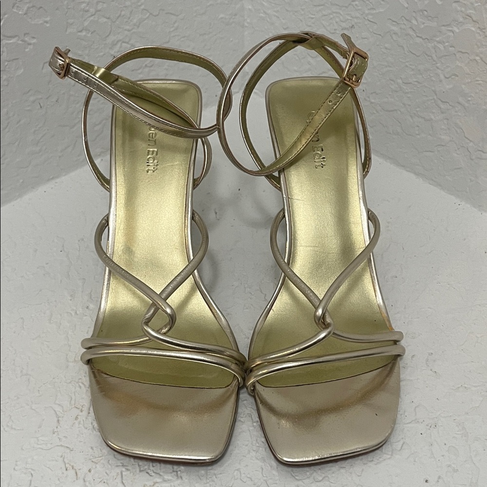 Open Edit Rachel Metallic Gold Heels